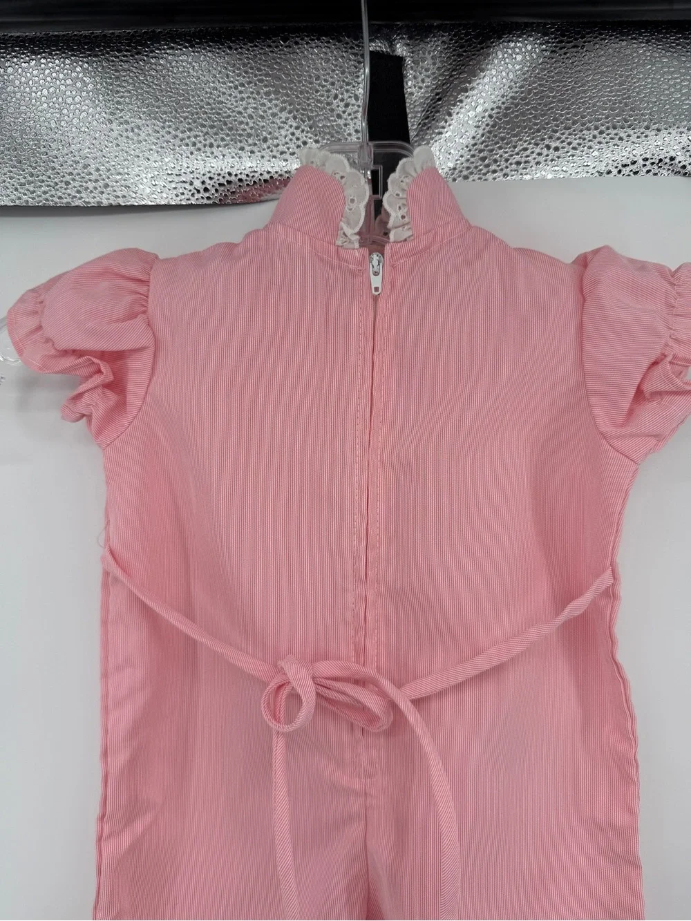 VTG Grandmillennial Cottagecore Coquette Thomas Pink Stripe Ruffle Romper 6-9M